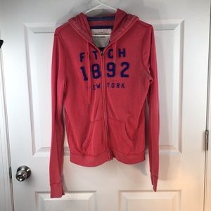 abercrombie & fitch pink zip-up hoodie